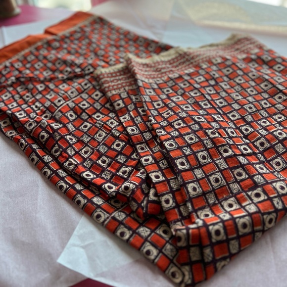 VTG skirt and tunic S/M Made in India wrap around 2 pc orange sarong coverup - Picture 10 of 16
